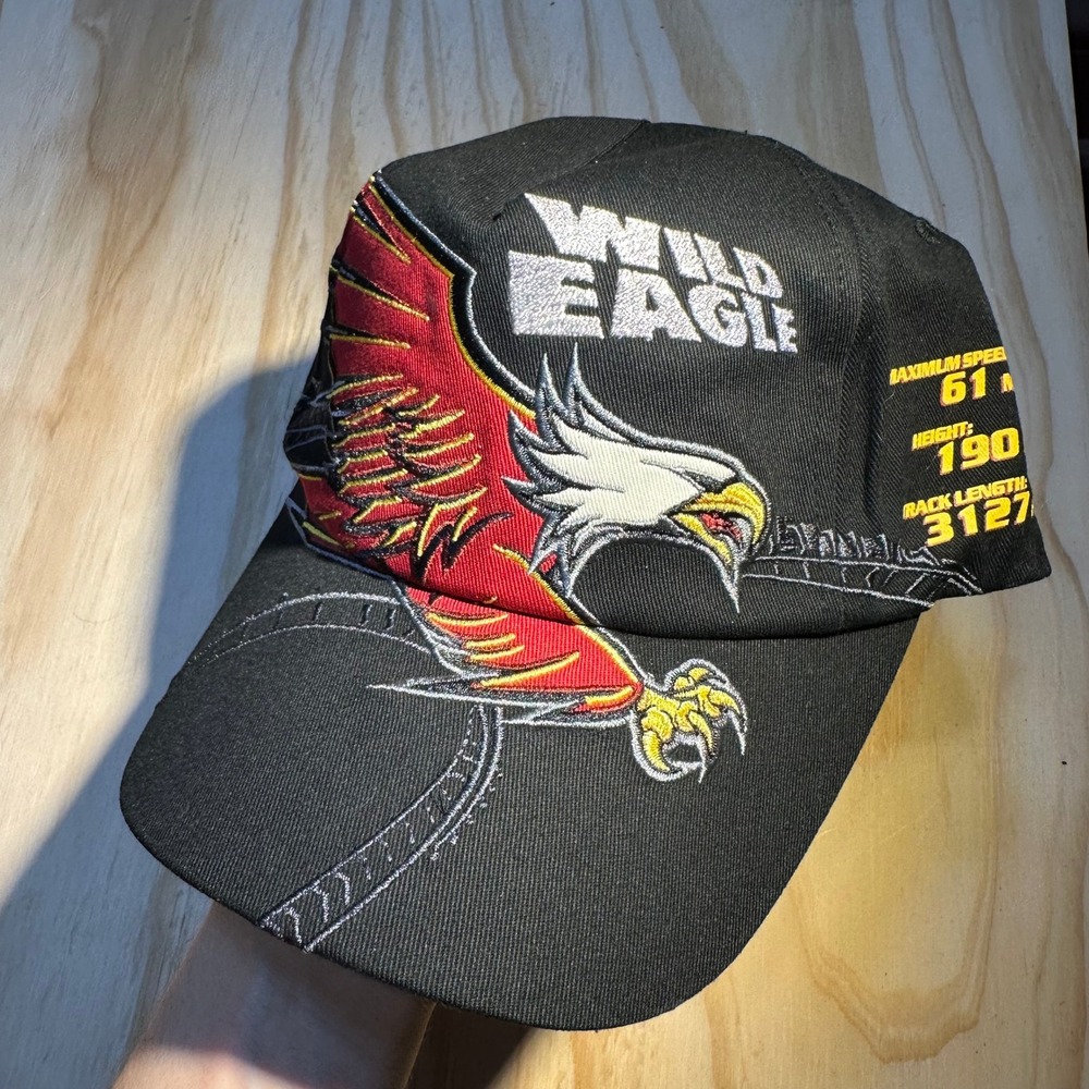 Dollywood Wild Eagle Roller Coaster Hat Black Graphic Baseball Cap Adjustable